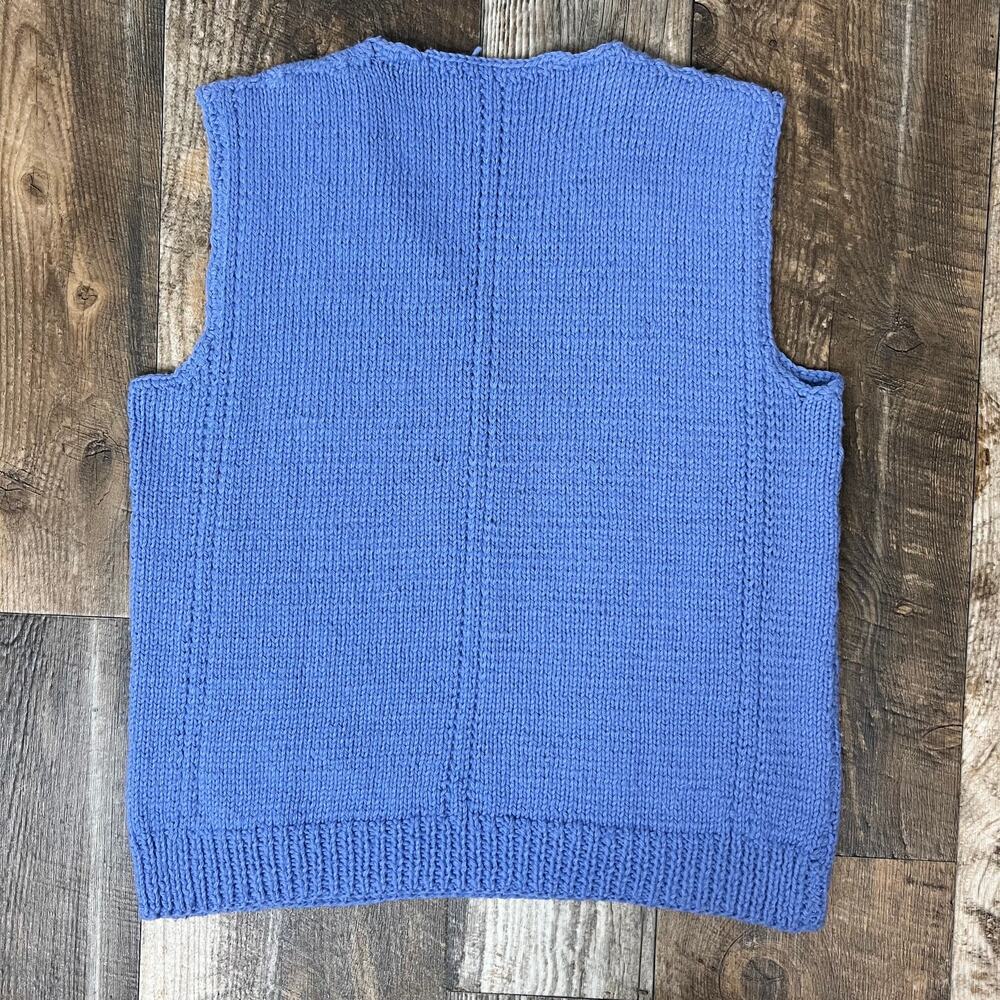 Blue Handmade Sweater Vest V-Neck - Picture 7 of 7